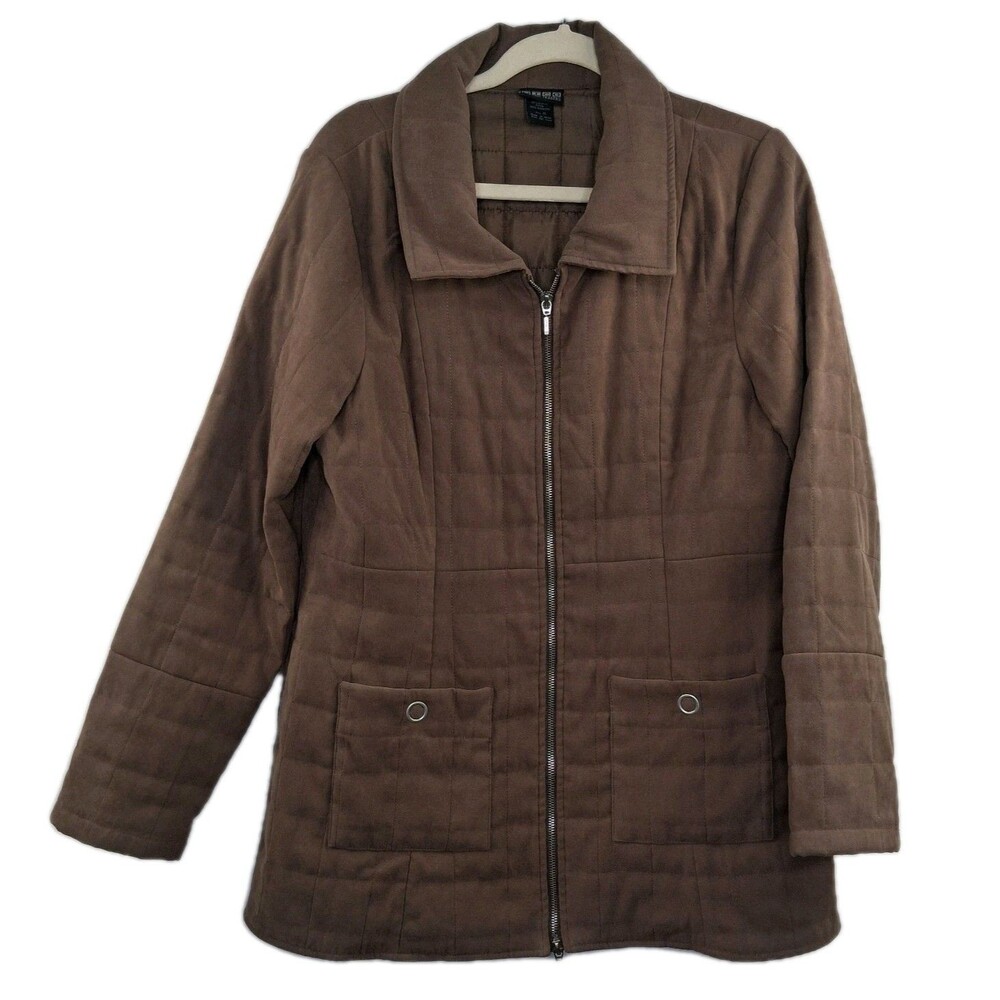 Nomadic Traders Brown Quilted Jacket Zipper Medium Weight Size M Barn Coat